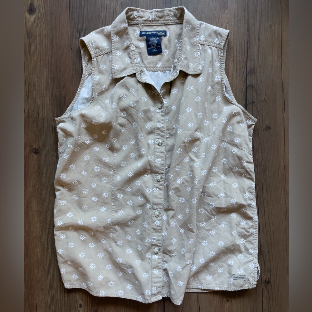 ExOfficio Beige Daisy Sleeveless Top